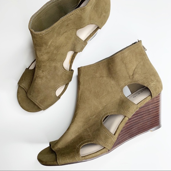 torrid | Shoes | Torrid Olive Green Covered Mini Wedge Sandals Size 3 |  Poshmark